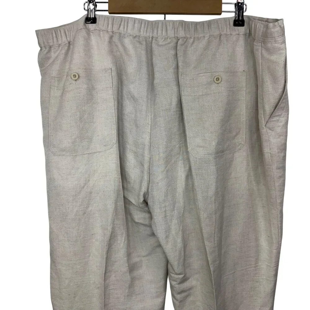 Cubavera Natural Oatmeal Linen Blend Drawstring waist Lounge Pants Men's 2XL
